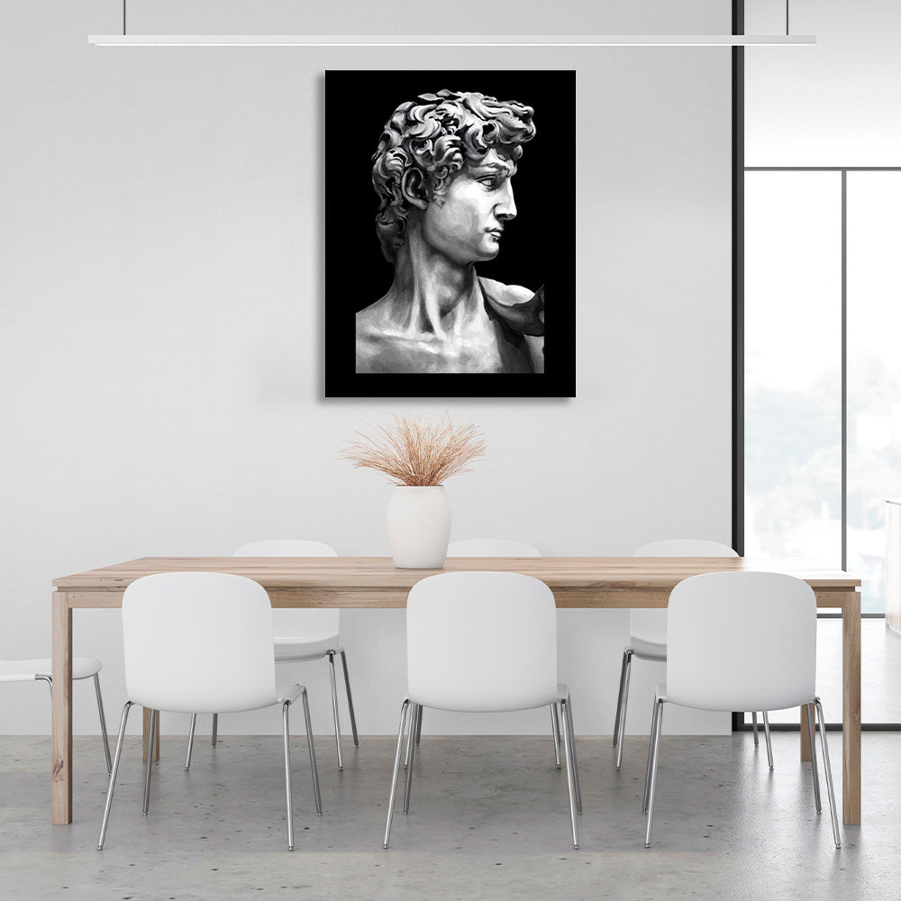 Bust of a Greek sculpture on a black background Canvas Wall Art Print