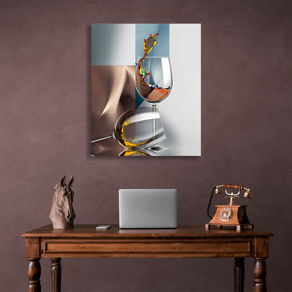 Abstraction Two wine glasses Canvas Wall Art Print For Kitchen