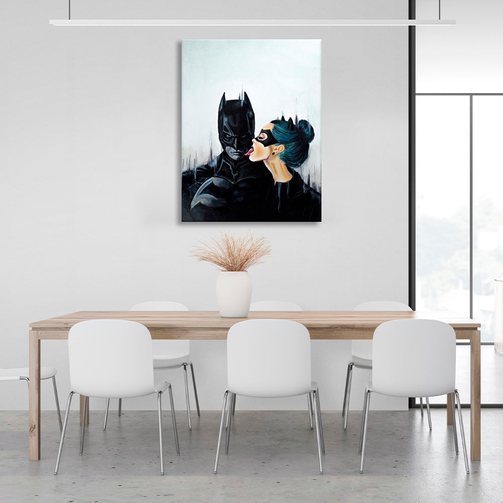 Batman and the girl Canvas Wall Art Print