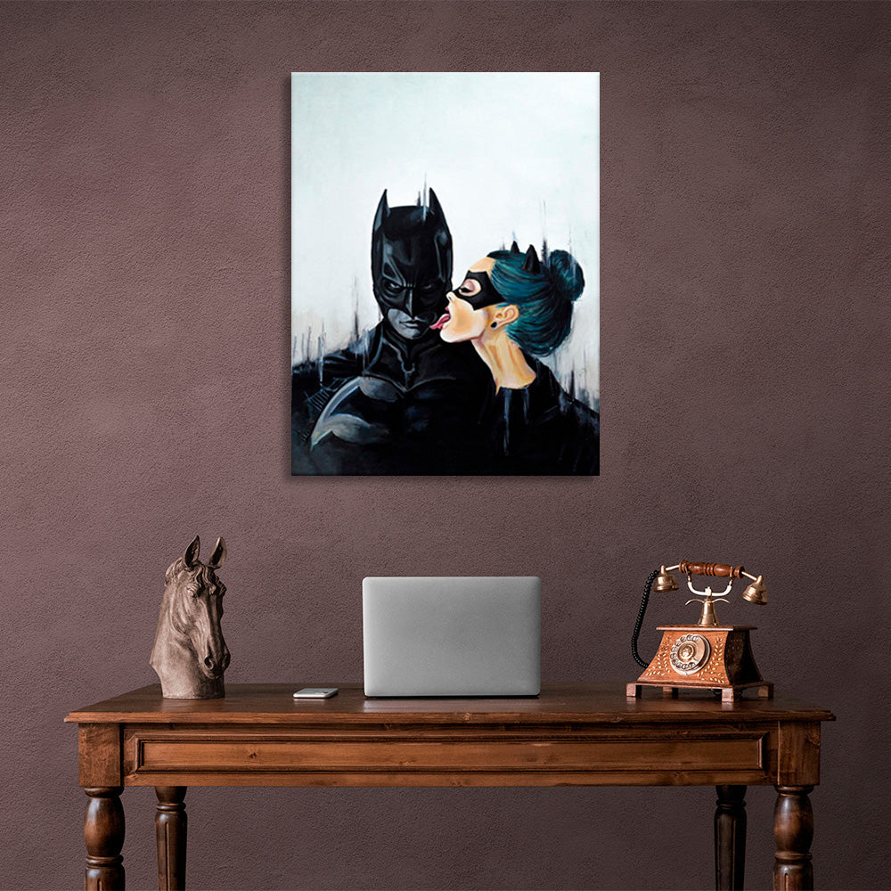 Batman and the girl Canvas Wall Art Print