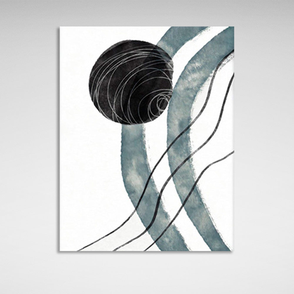 Abstraction in black and gray on a white background Abstraction Canvas Wall Art Print