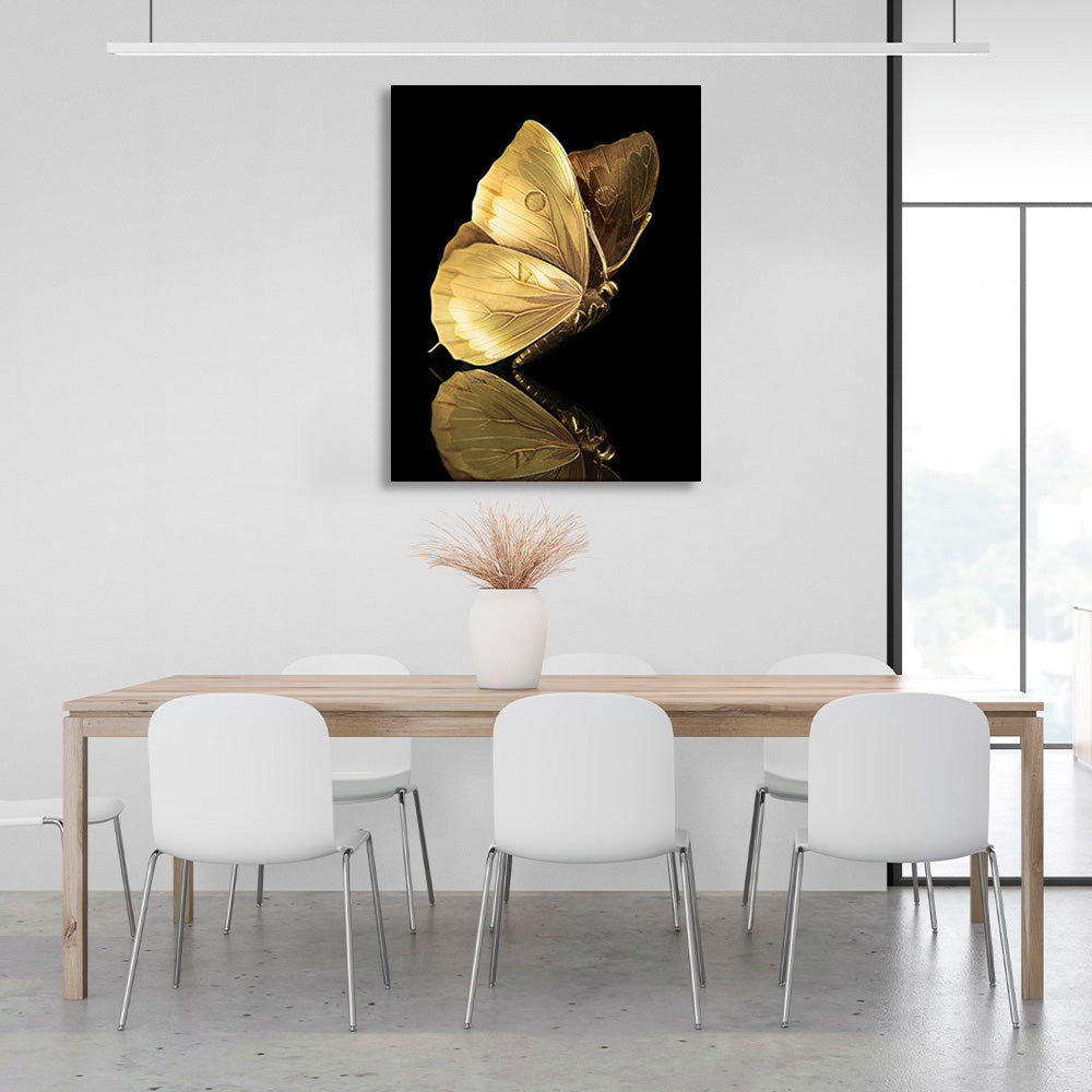 Golden butterfly Canvas Wall Art Print