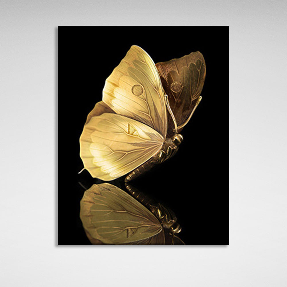 Kunstdruck auf Leinwand mit goldenem Schmetterling