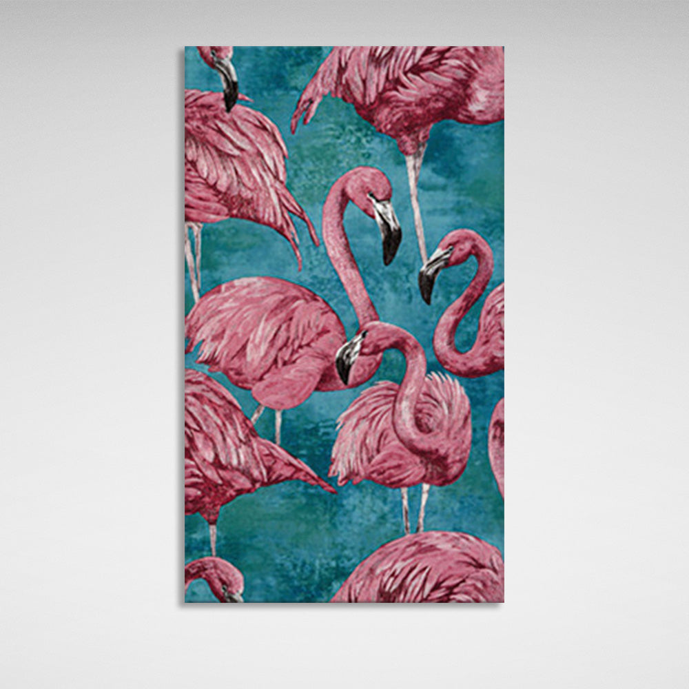 A flock of flamingos Canvas Wall Art Print