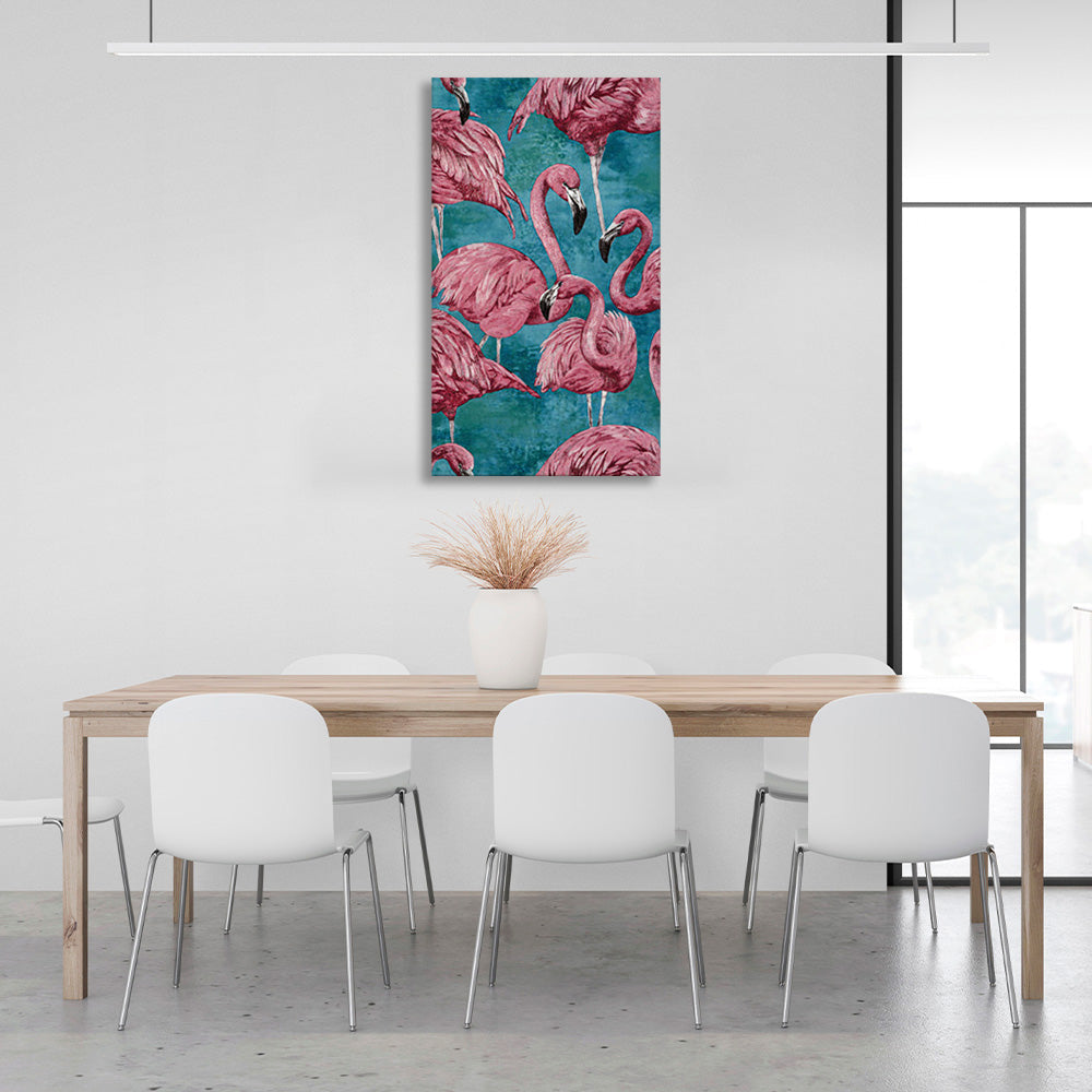 A flock of flamingos Canvas Wall Art Print