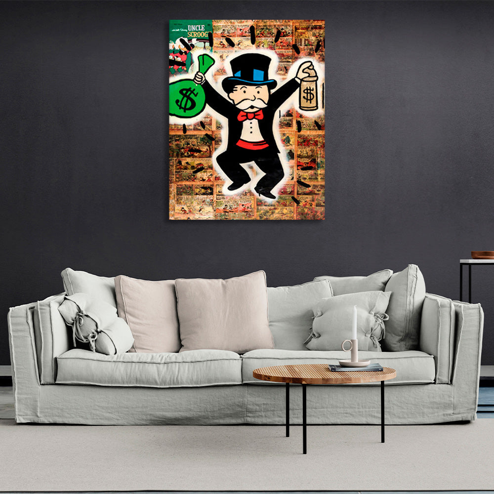 Kunstdruck auf Leinwand mit Alec Monopoly-Motiv