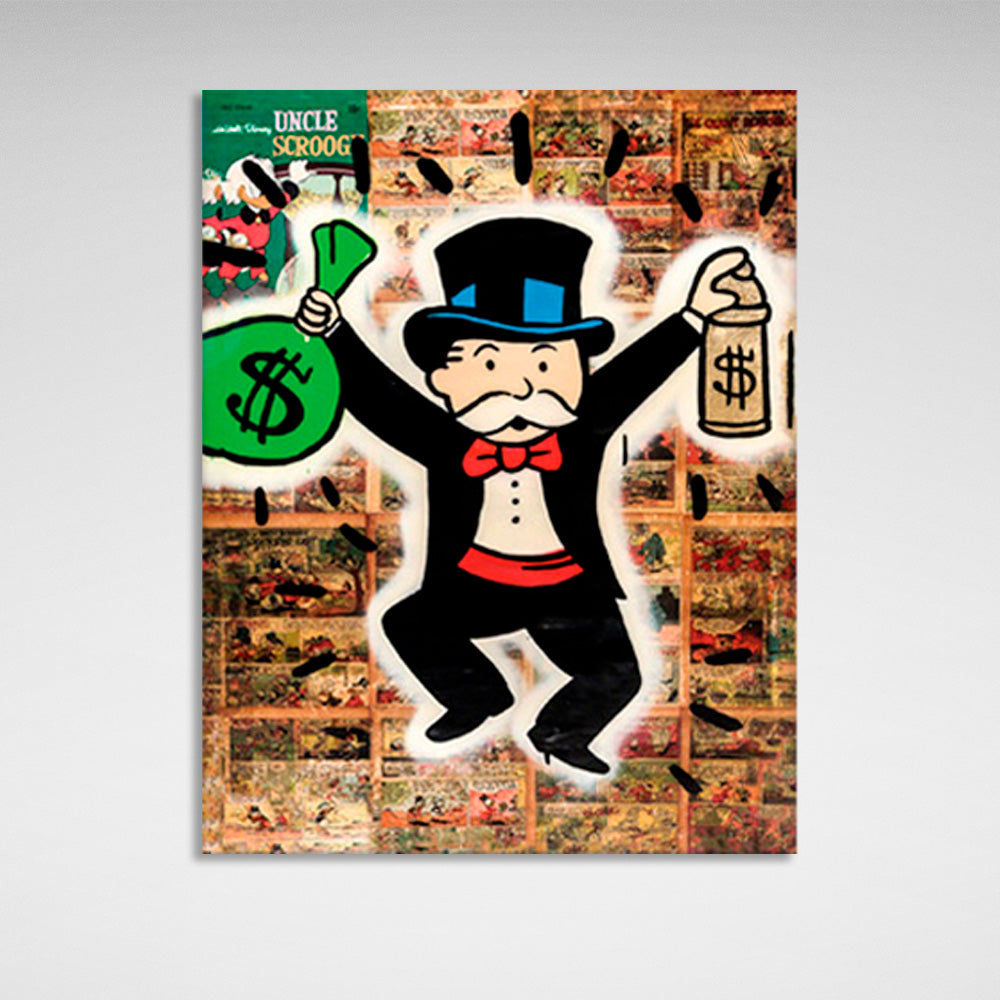 Kunstdruck auf Leinwand mit Alec Monopoly-Motiv