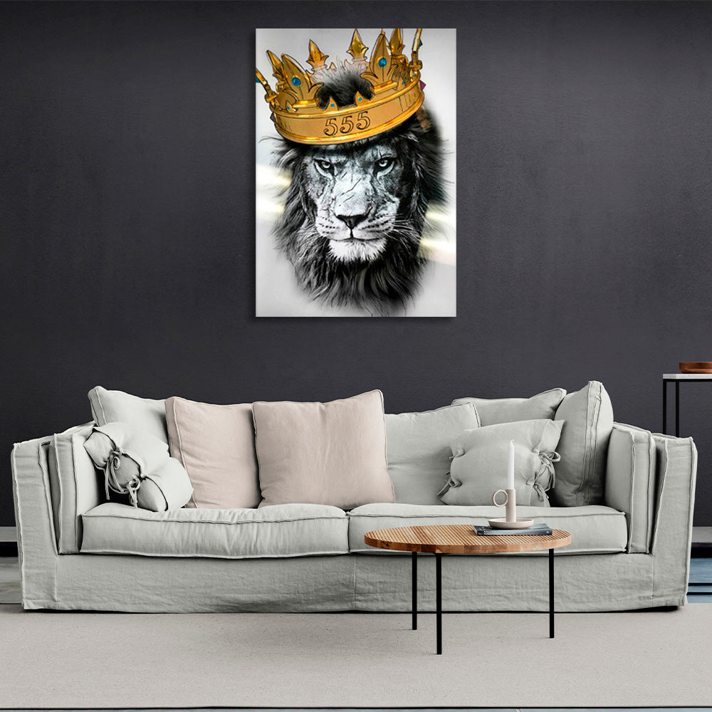 A lion with a crown Canvas Wall Art Print