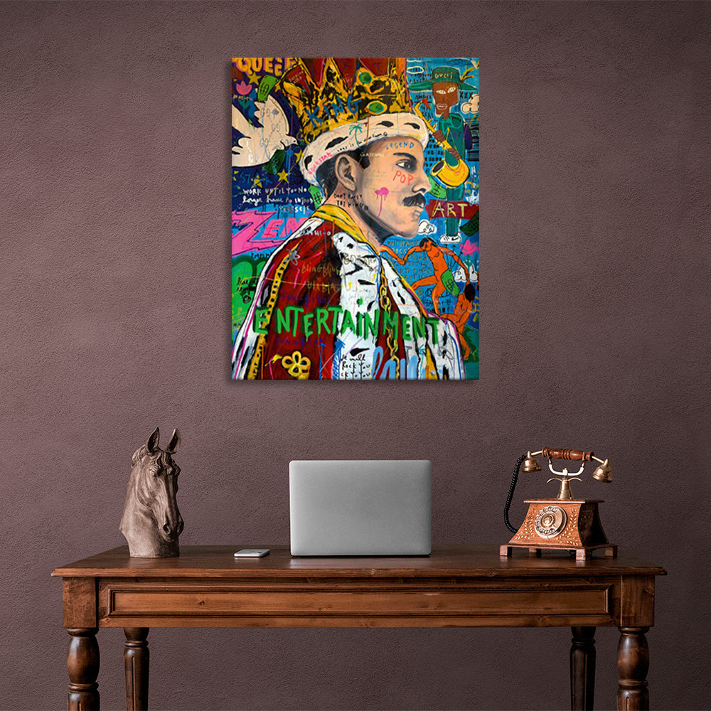 A man with a graffiti-style crown Canvas Wall Art Print