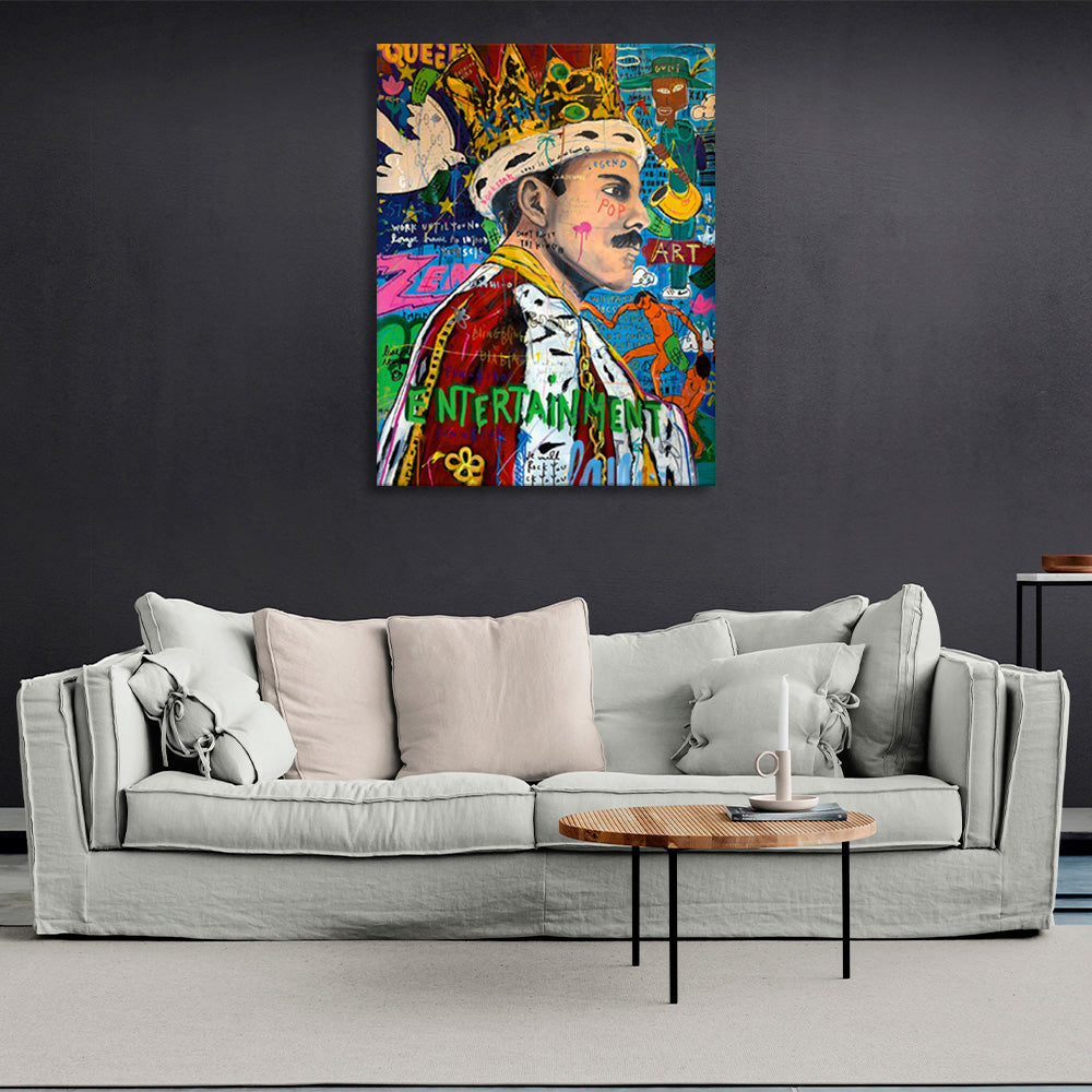 A man with a graffiti-style crown Canvas Wall Art Print