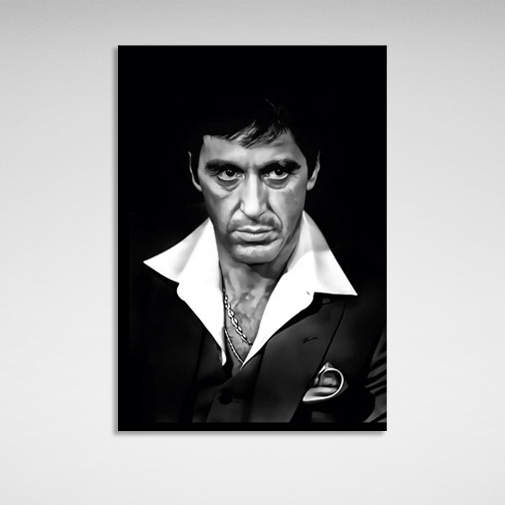 Kunstdruck auf Leinwand mit Al Pacino auf schwarzem Hintergrund