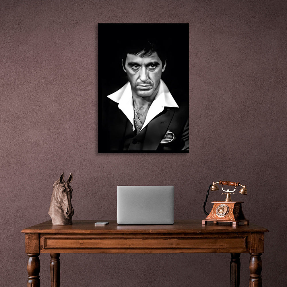 Al Pacino against a black background Canvas Wall Art Print