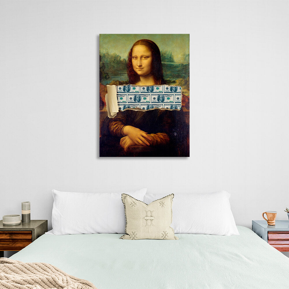 Mona Lisa, Money Lisa, inspirierender Kunstdruck auf Leinwand, Wanddekoration