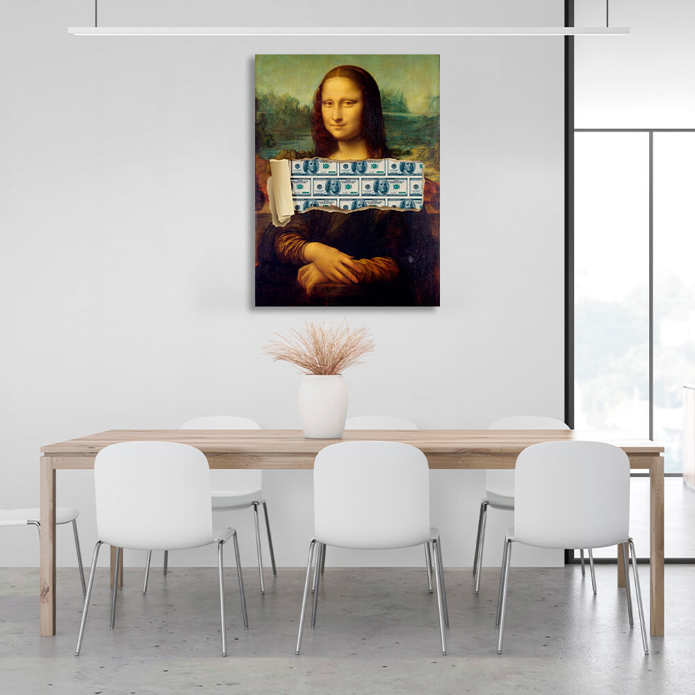 Mona Lisa, Money Lisa, inspirierender Kunstdruck auf Leinwand, Wanddekoration