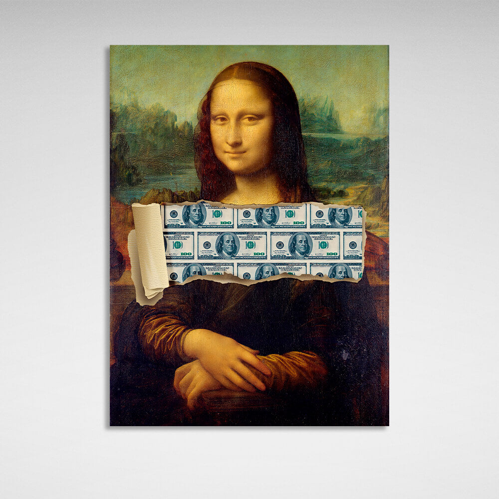 Mona Lisa, Money Lisa, inspirierender Kunstdruck auf Leinwand, Wanddekoration