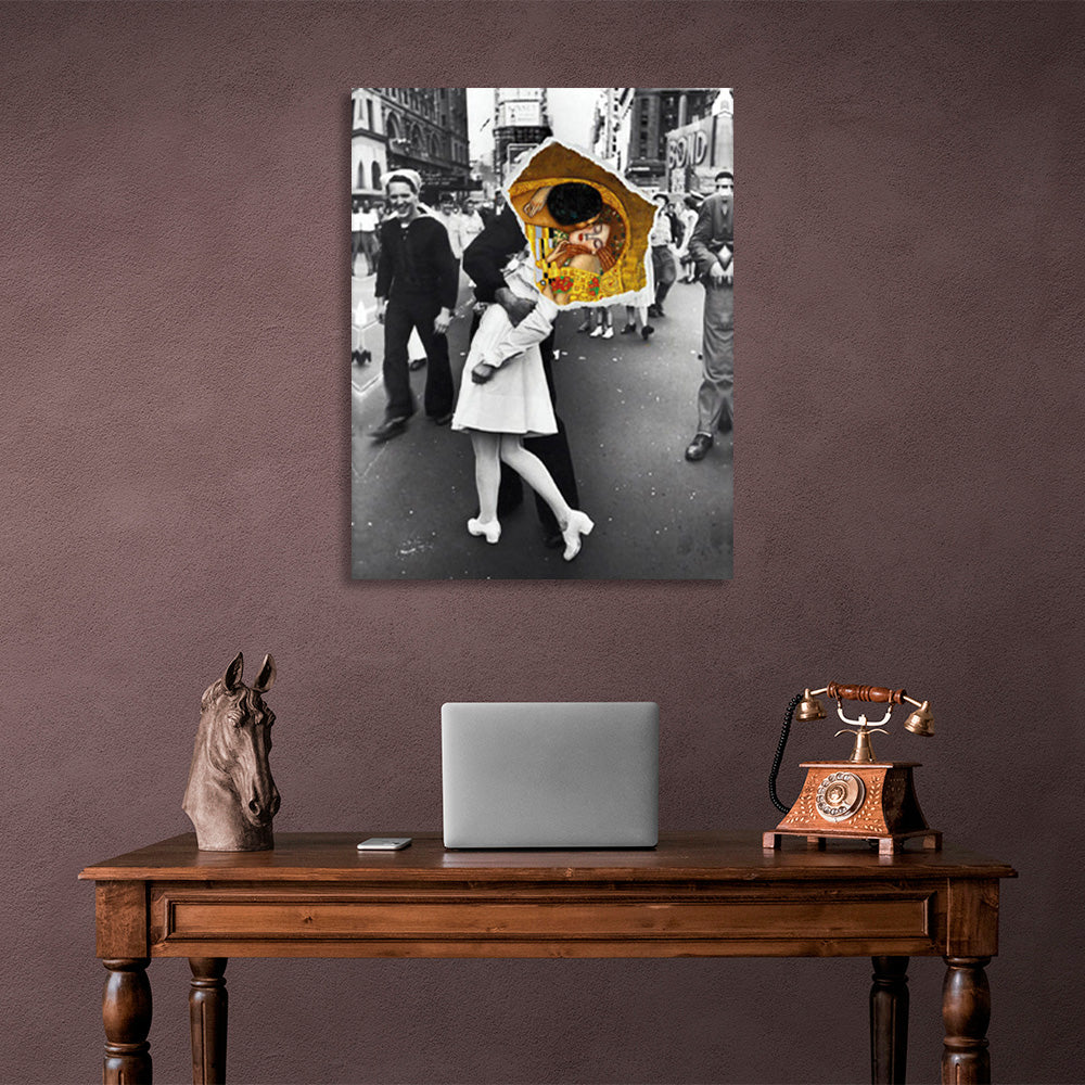 Black and white photo with color detail Canvas Wall Art Print