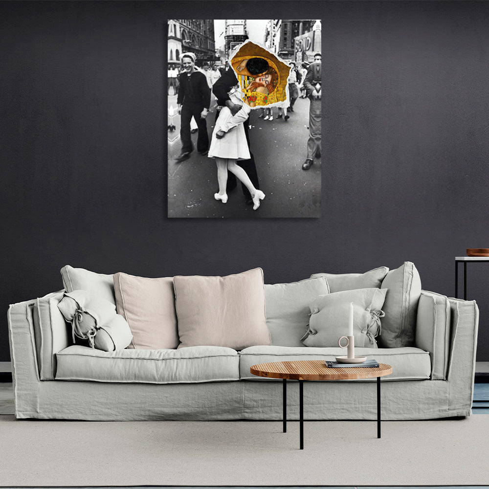 Black and white photo with color detail Canvas Wall Art Print