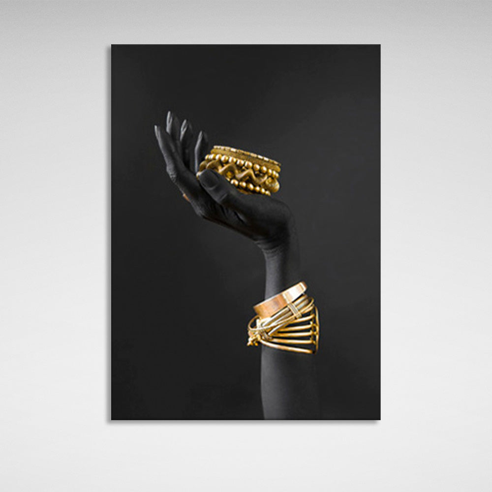 Leinwandbild „Die Hand mit den goldenen Armbändern“