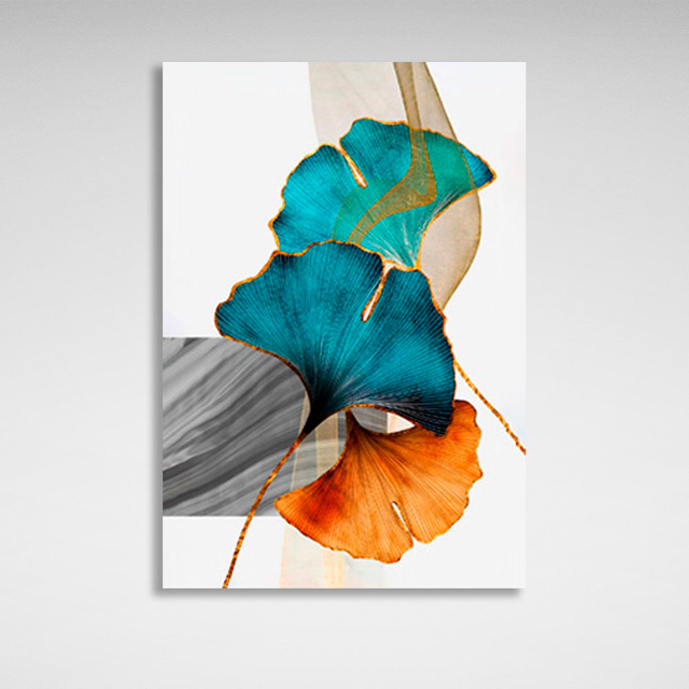 Abstraction in green gray and orange Abstraction Canvas Wall Art Print