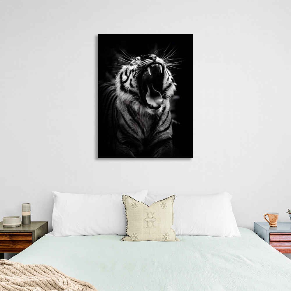 Tiger on black background Canvas Wall Art Print