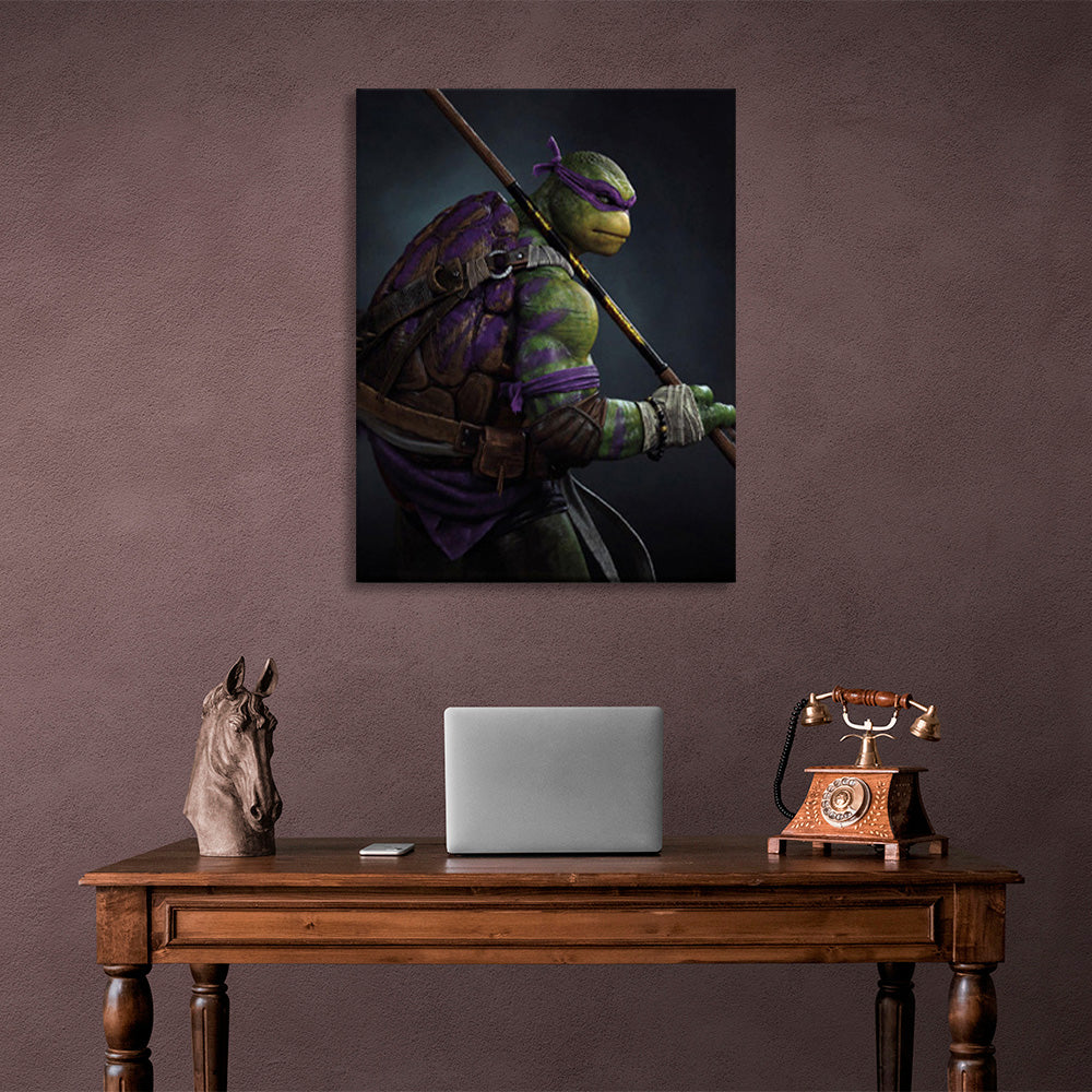 Ninja Turtle on a dark background Canvas Wall Art Print