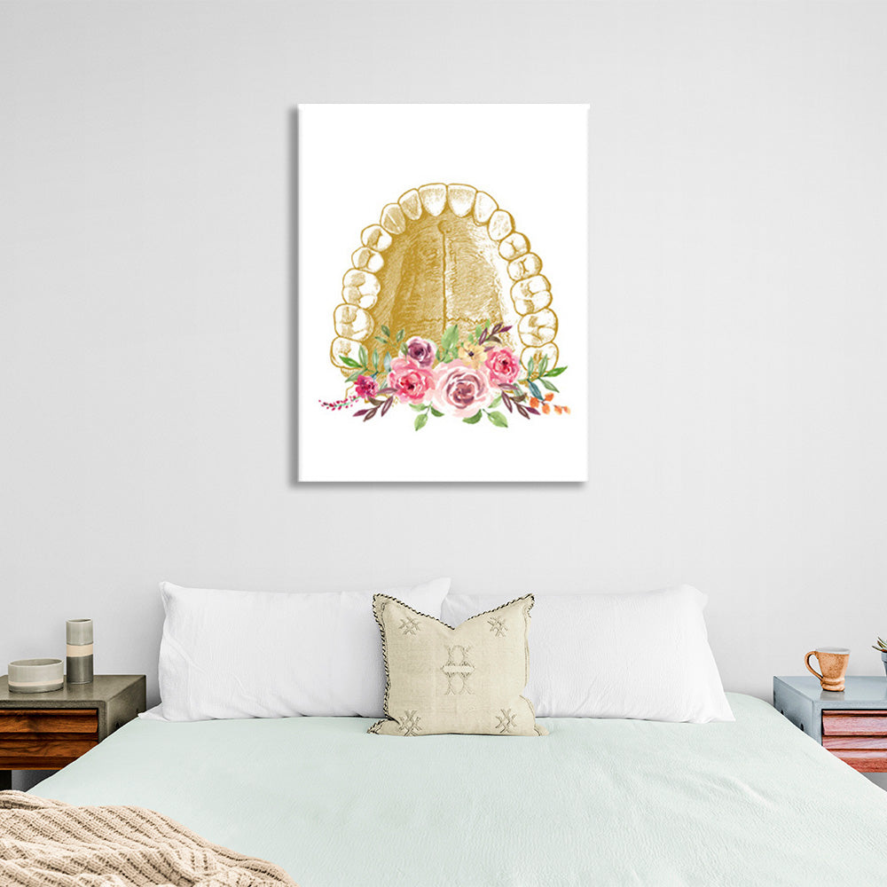 Teeth flowers on a white background Canvas Wall Art Print