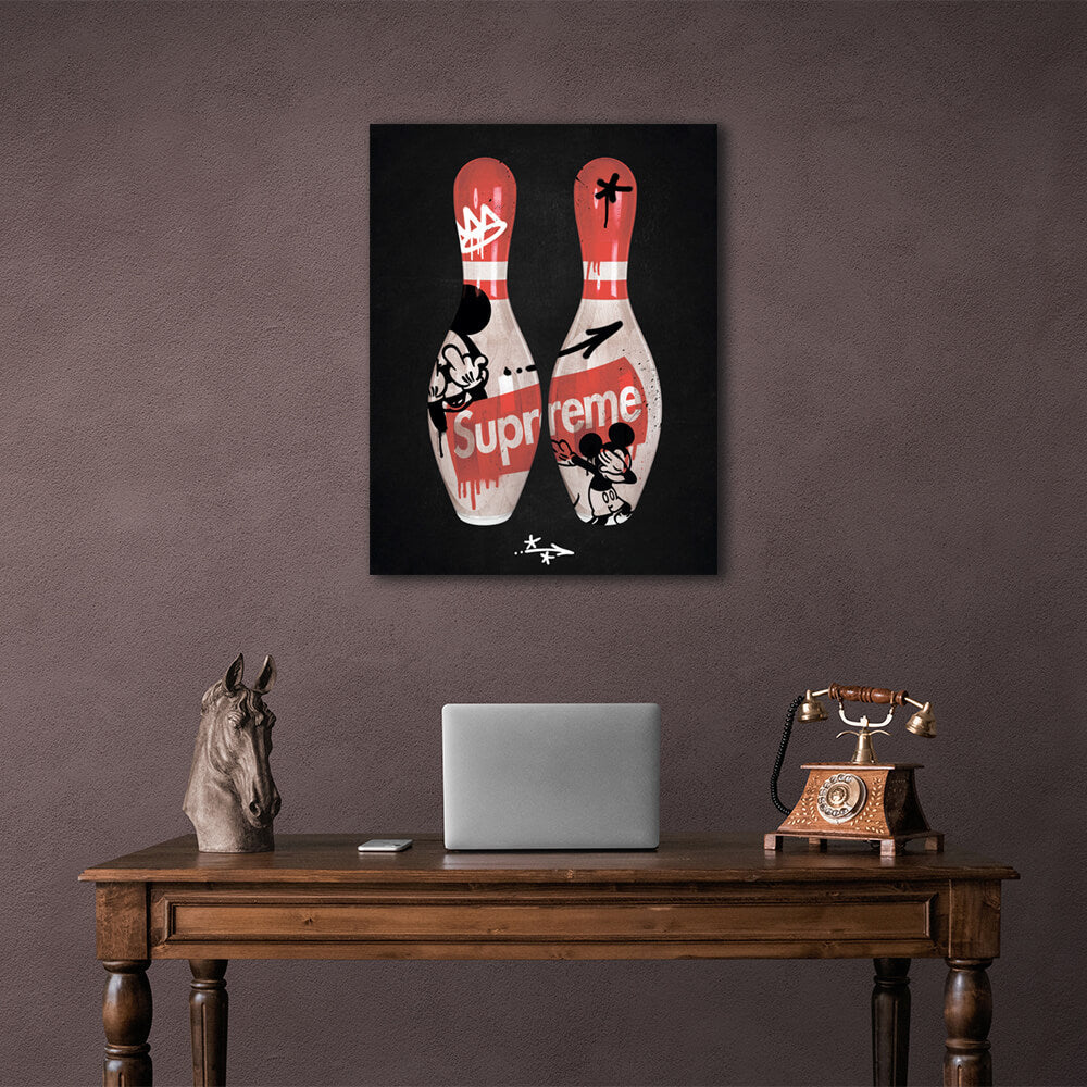 Bowling pin Mickey Canvas Wall Art Print