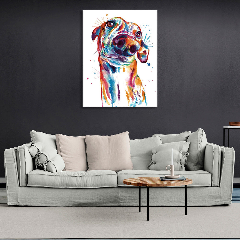 Beautiful doggie on a white background Canvas Wall Art Print