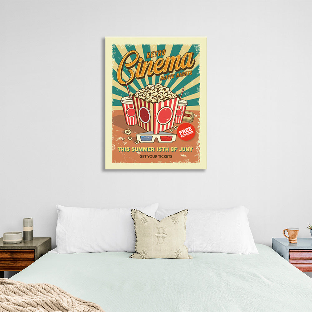 Popcorn glasses for movies with inscriptions Canvas Wall Art Print