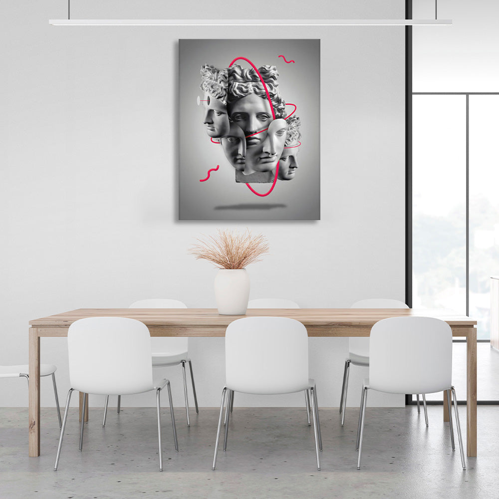 Faces on a gray background Canvas Wall Art Print