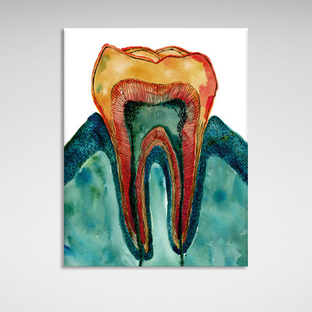 An orange tooth on a white background Canvas Wall Art Print