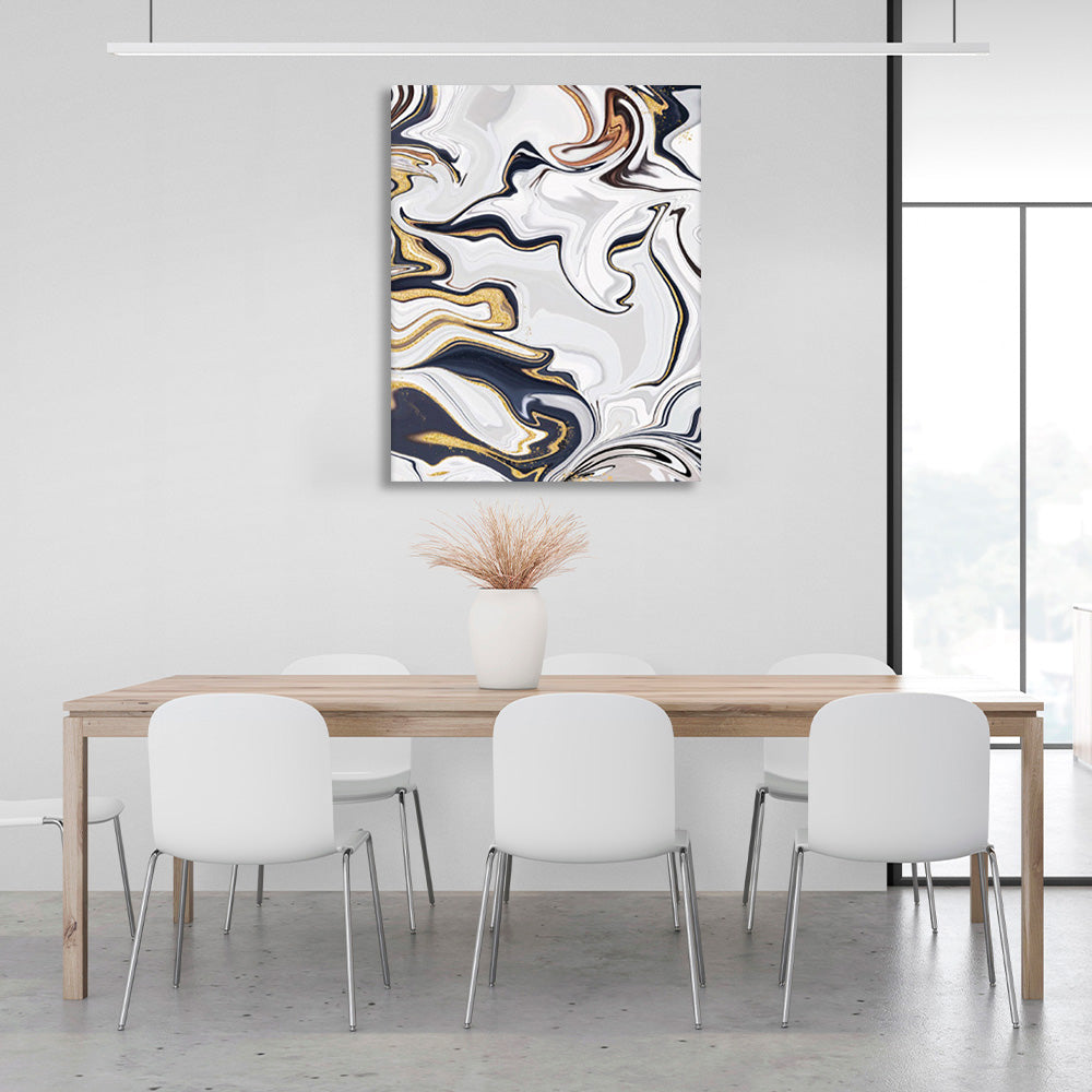 Gold white and dark color abstraction Abstraction Canvas Wall Art Print