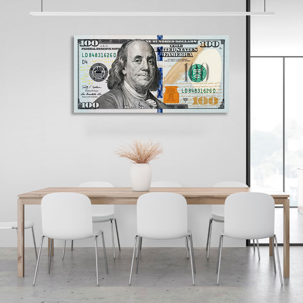 100 dollars original color Inspirational Canvas Wall Art Print