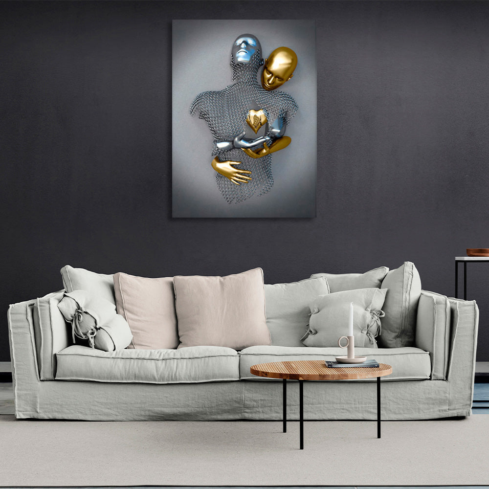 Gold and silver colored figures Canvas Wall Art Print