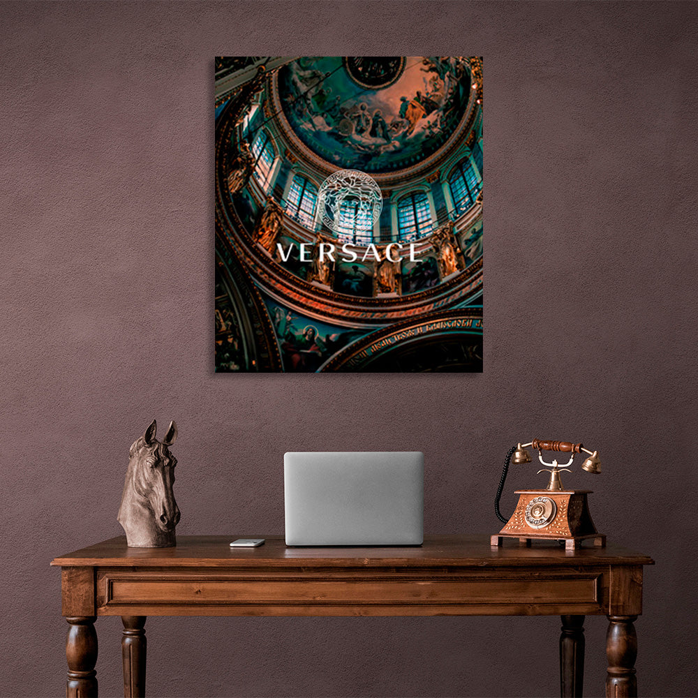 The temple with the inscription in the center of VERSACE Canvas Wall Art Print