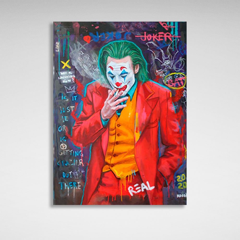 Joker smokes a cigarette Canvas Wall Art Print