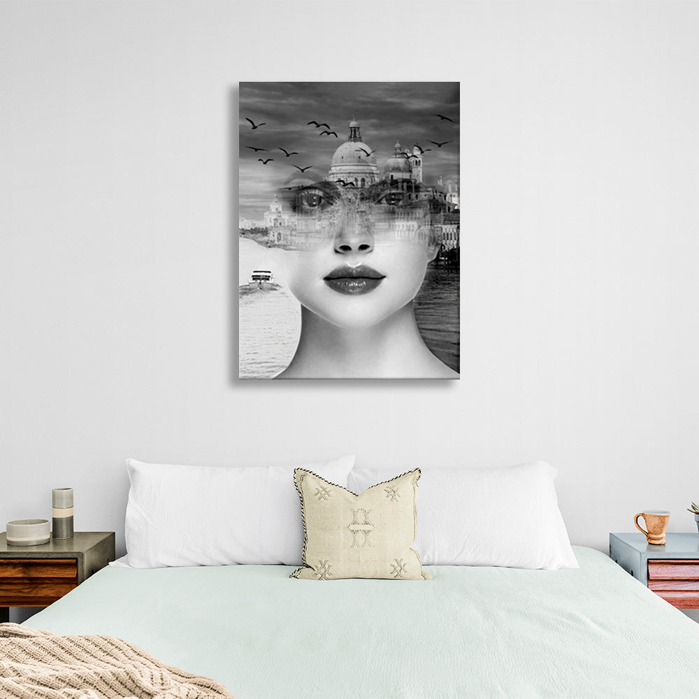 The girl and the city Canvas Wall Art Print