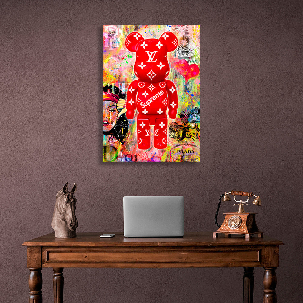 Bear in logos Canvas Wall Art Print