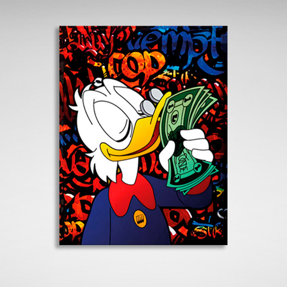 Scrooge smells dollars Inspirational Canvas Wall Art Print