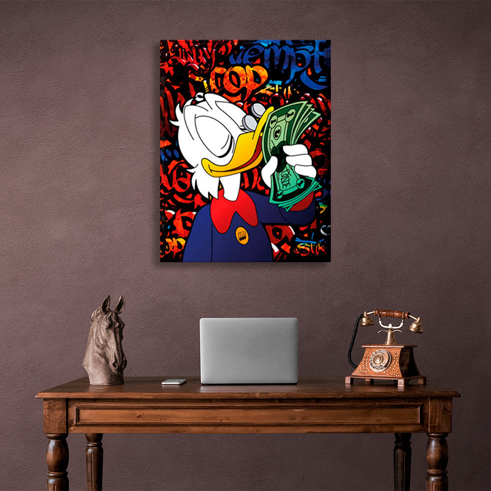 Scrooge smells dollars Inspirational Canvas Wall Art Print