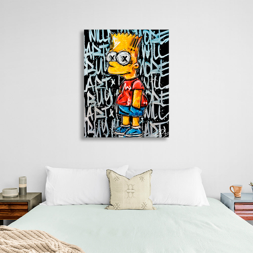 Kunstdruck auf Leinwand „Bart“ auf schwarzem Hintergrund mit Schriftzug