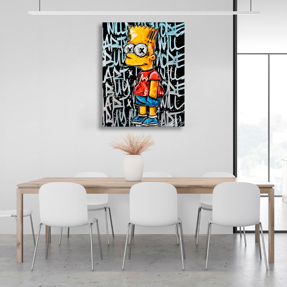 Kunstdruck auf Leinwand „Bart“ auf schwarzem Hintergrund mit Schriftzug