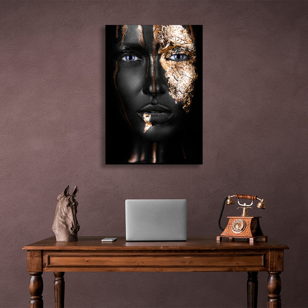 Gold makeup on a girl Canvas Wall Art Print