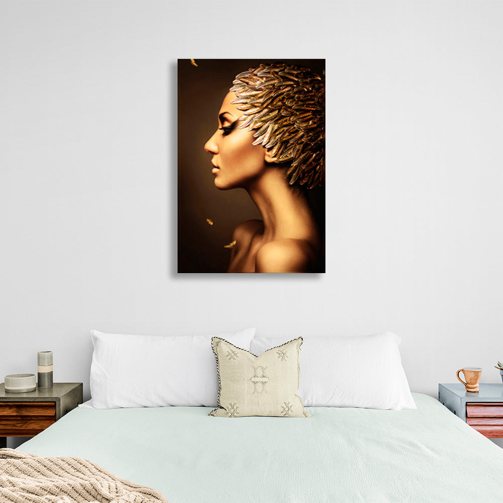 The girl under the golden light Canvas Wall Art Print