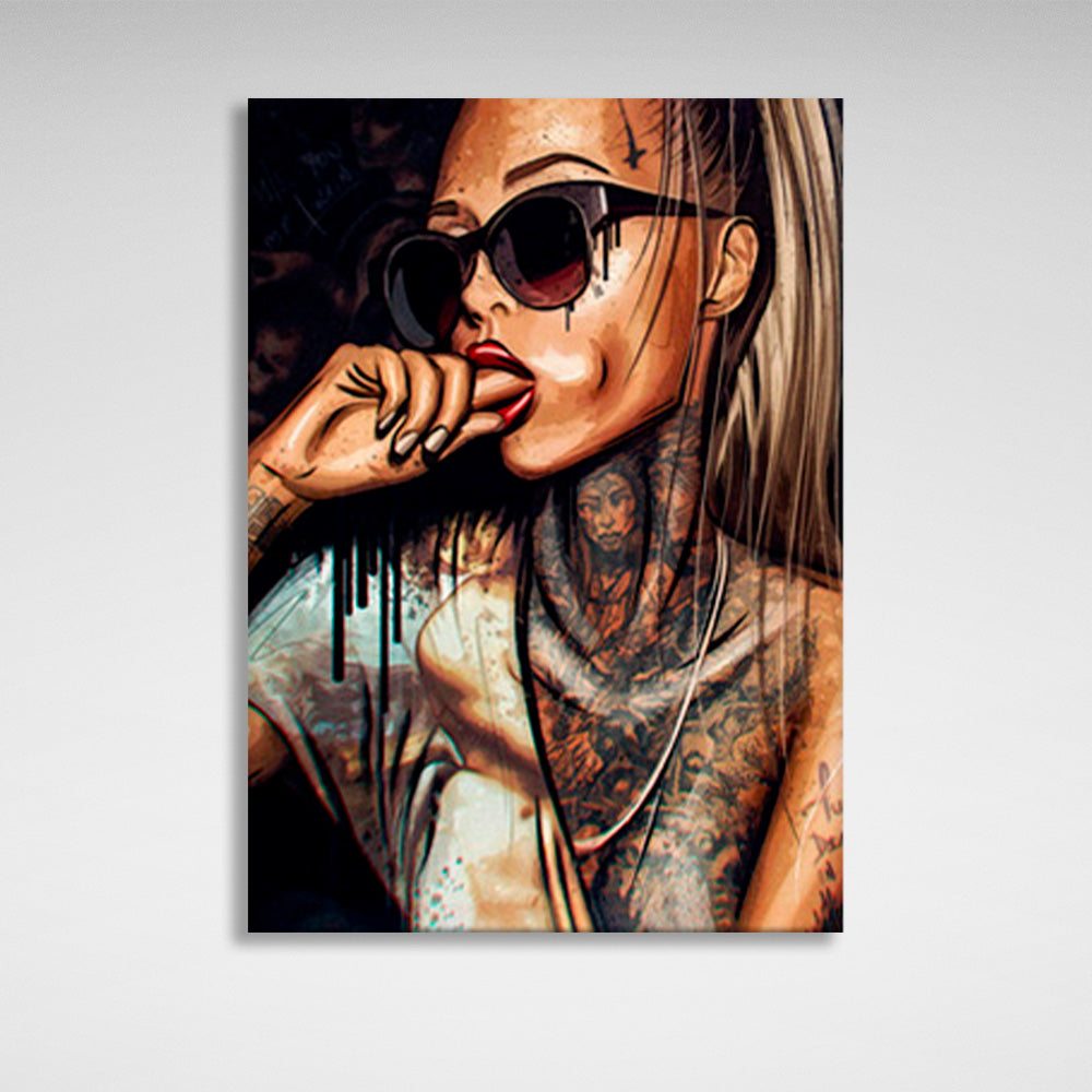 The girl with the glasses Canvas Wall Art Print