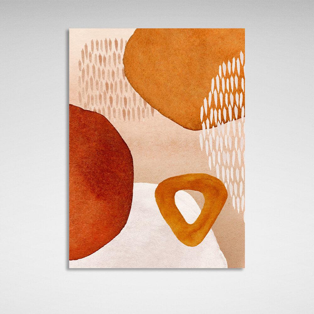 Bordeaux-beige with mustard tones Abstraction Canvas Wall Art Print