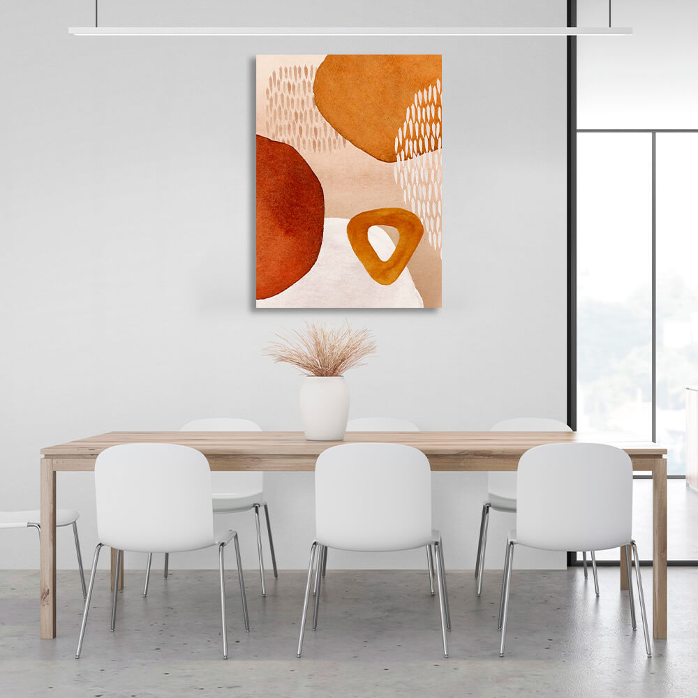 Bordeaux-beige with mustard tones Abstraction Canvas Wall Art Print