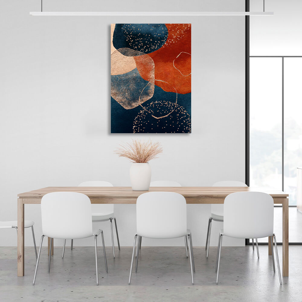 Blue with burgundy tones Abstraction Canvas Wall Art Print