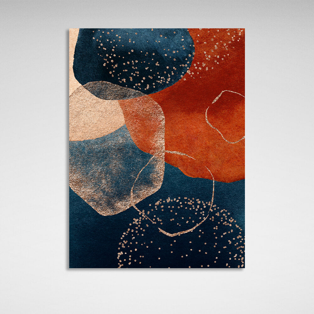 Blue with burgundy tones Abstraction Canvas Wall Art Print