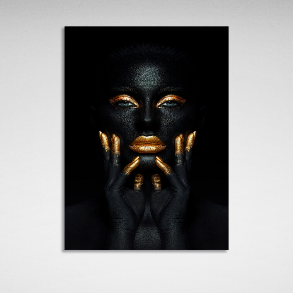 Dark girl with golden elements Canvas Wall Art Print